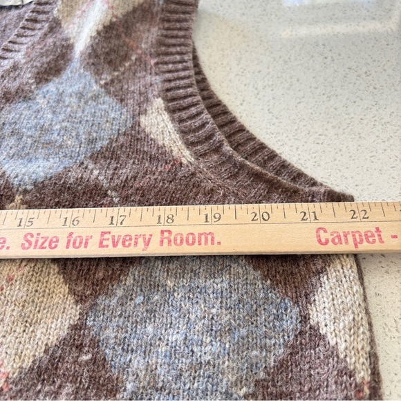 VTG Breamar Mens XL 100% Scottish Wool Sweater Vest Argyle  Made in Hong Kong - Picture 8 of 9